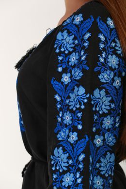 Вишиванка жіноча на чорному домотканому полотні (GNM-02404), 40, домоткане полотно