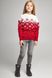 Вязаный красный свитер Снежинки для девочки (UKRS-6625), 122, шерсть, акрил