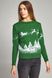 Різдвяний жіночий зелений светр з Дідом Морозом та оленями (UKRS-8845), XS, шерсть, акрил