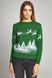 Різдвяний жіночий зелений светр з Дідом Морозом та оленями (UKRS-8845), XS, шерсть, акрил
