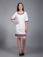 Тиаровое белое платье с укороченным рукавом и национальной вышивкой для женщин (gpv-22-01), 40, лен, тиар