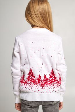Вязаный белый с оленями свитер для девочки (UKRS-6629), 122, шерсть, акрил