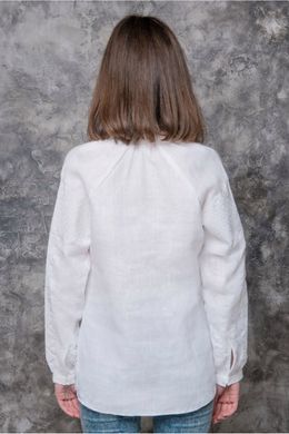 Женская красивая белая рубашка с белой вышивкой (FM-0740), S, лён