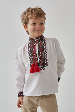 Вишиванка для хлопчика біла з яскравою вишивкою "Мишко" (mrg-kh027-8888), 1, бязь