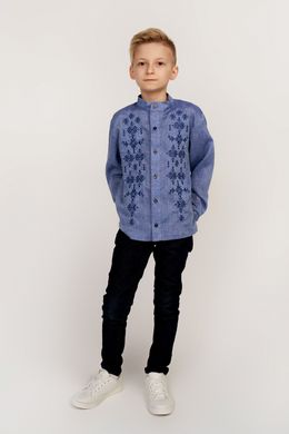 Дитяча вишиванка для хлопчика джинс UKR-0138, 152