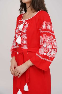 Платье красное женское вышитое "Мавка" (ДБ-06655), S