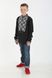 Вышиванка для мальчика черного цвета Атаман с белой вышивкой (SRd-452-184-L), 152, лен
