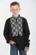 Вышиванка для мальчика черного цвета Атаман с белой вышивкой (SRd-452-184-L), 152, лен