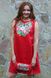 Красиве легке плаття з вишивкою "Звуки літа" із червоного льону для жінок (PL-004-056-L-red), 42